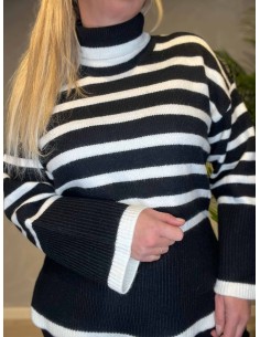 TIPPY DEN BLØDESTE STRIKTRØJE MED RULLEKRAVE - SORT/HVID 2