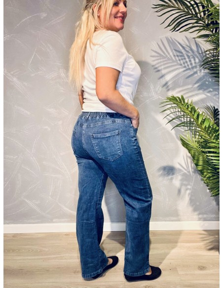 bagside af blå straight leg jeans til kvinder – Cherry Berry