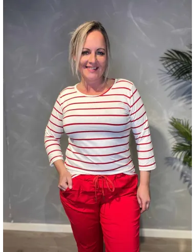 TIPPY STRIBET T-SHIRT HVID/RØD