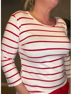 TIPPY STRIBET T-SHIRT HVID/RØD 2