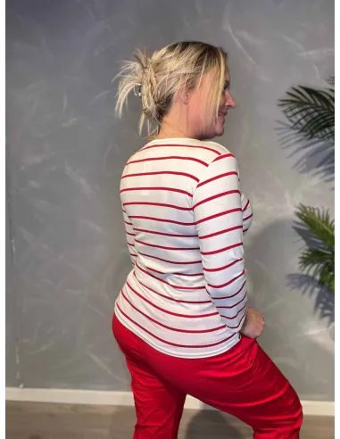 TIPPY STRIBET T-SHIRT HVID/RØD