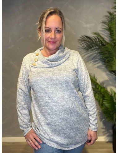 Grå bluse med bred krave til kvinder – Tippy Collection