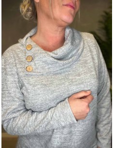 Grå bluse med bred krave til kvinder – Tippy Collection 2