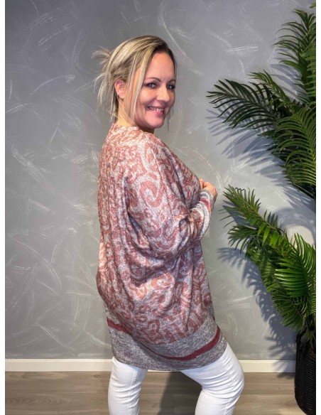 "Bagside af rosa tunika med print til kvinder - TIPPY"