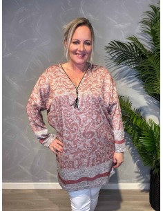 "Rosa tunika med print og lynlås til kvinder - TIPPY Design"