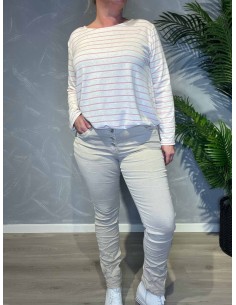 Beige slim fit jeans til kvinder – Karostar