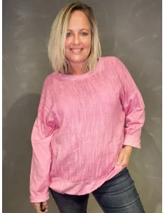 Pink bluse med struktur og snørre til kvinder – TIPPY Collection 2