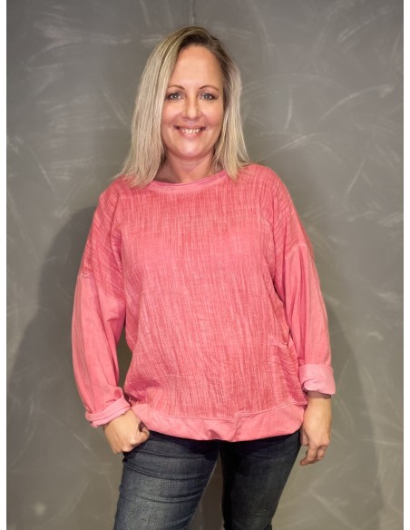 Coral bluse med struktur og snørre til kvinder – TIPPY Collection