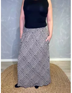 Grå nederdel med print og lommer til kvinder – TIPPY Collection