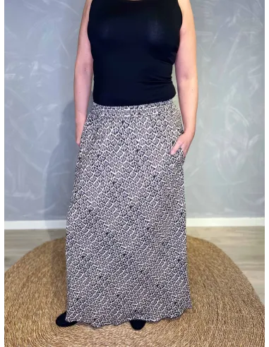 Grå nederdel med print og lommer til kvinder – TIPPY Collection