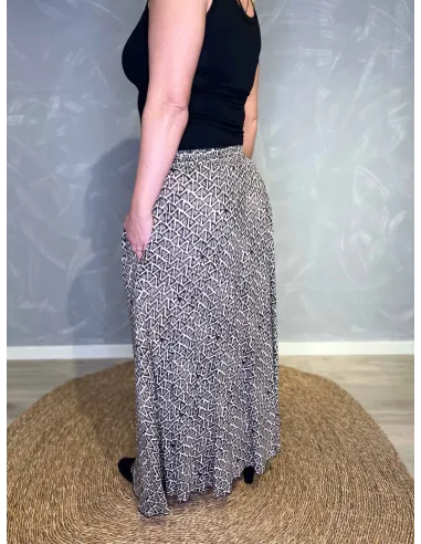 Bagside af grå nederdel med print til kvinder – TIPPY