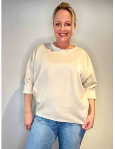 Beige oversize trøje med LA-logo til kvinder – TIPPY Collection