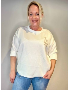 Hvid oversize trøje med LA-logo til kvinder – TIPPY Collection
