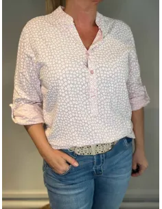 Rosa skjorte bluse med blomsterprint til kvinder – Tippy Collection 2