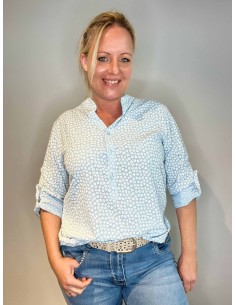 Sky blå skjorte bluse med blomsterprint til kvinder – Tippy Collection