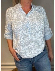Sky blå skjorte bluse med blomsterprint til kvinder – Tippy Collection 2