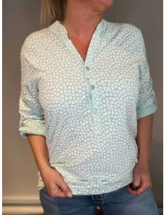 Mint skjorte bluse med blomsterprint til kvinder – Tippy Collection 2