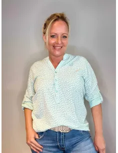 Mint skjorte bluse med blomsterprint til kvinder – Tippy Collection
