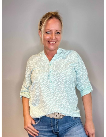 Mint skjorte bluse med blomsterprint til kvinder – Tippy Collection