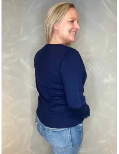 "Navy fin strikket cardigan med knapper til kvinder - TIPPY Design" 2