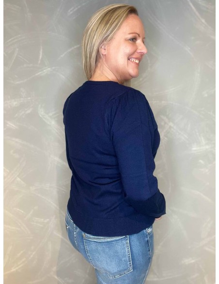 "Navy fin strikket cardigan stylet til kvinder - TIPPY"