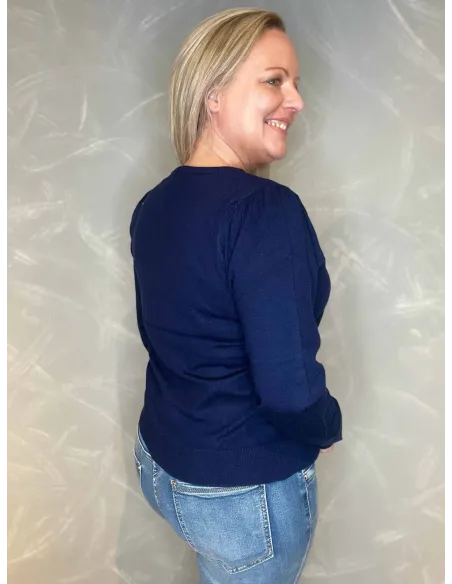 "Navy fin strikket cardigan stylet til kvinder - TIPPY"